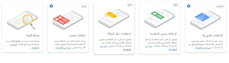 أنواع إعلانات جوجل أدسنس في الموقع