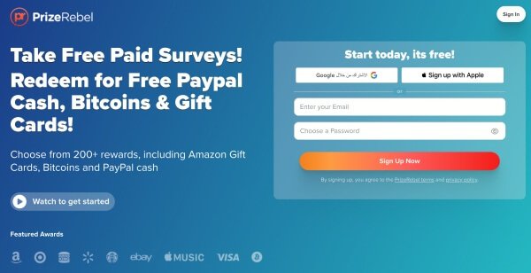  الربح من مشاهدة الاعلانات  PrizeRebel 