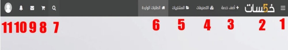  الشريط العلوي في حسابك على موقع خمسات