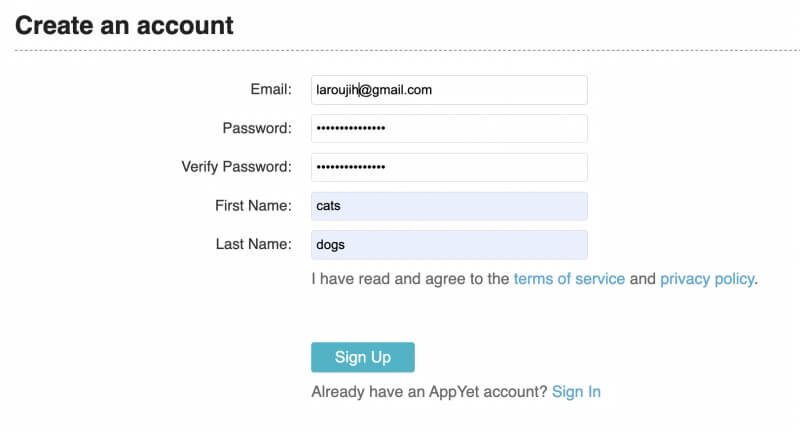 تسجيل في تطبيق