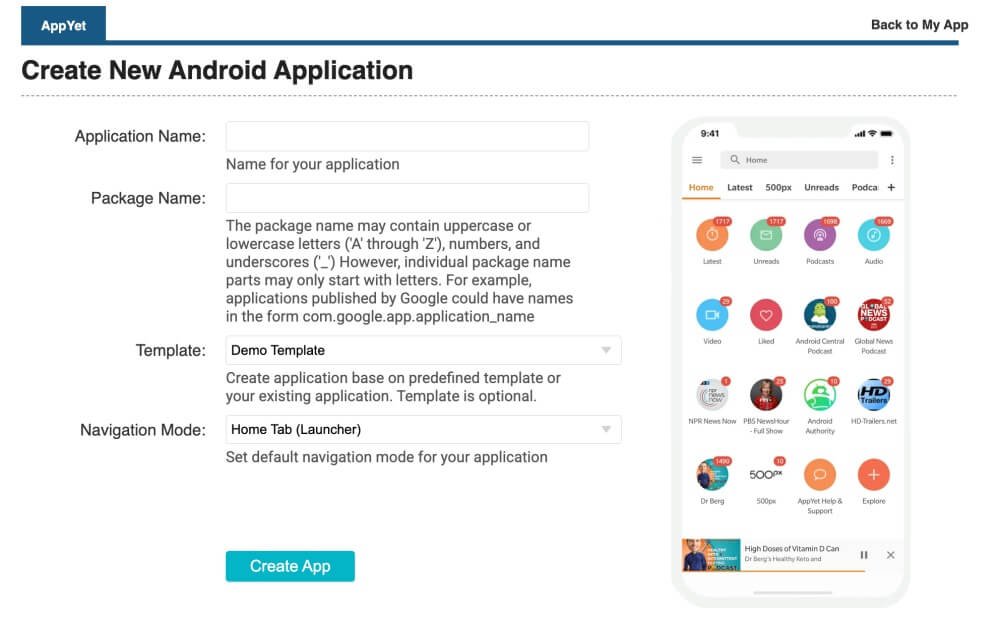 خطوة انشاء تطبيق مجاني