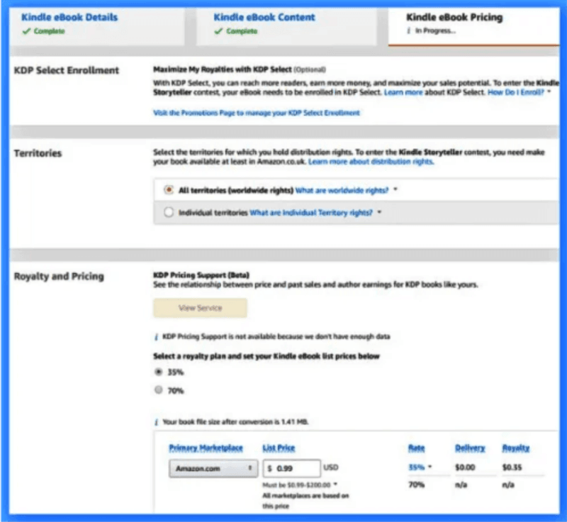اختيار سعر الكتاب وخيارات النشر