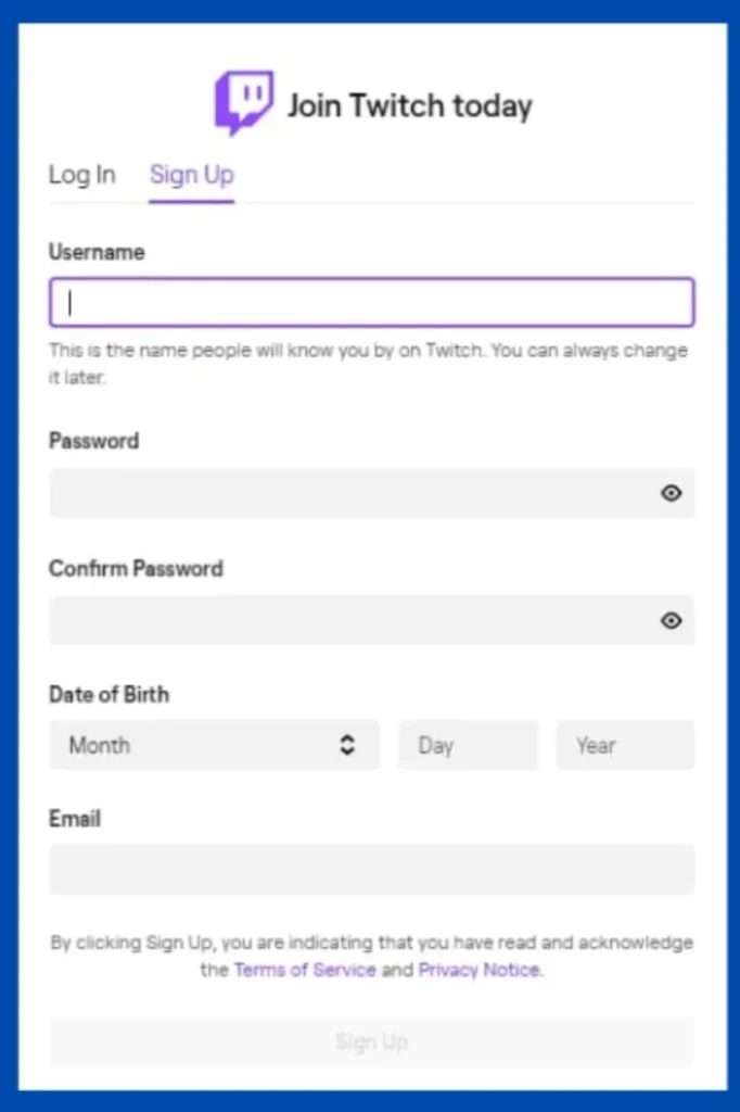 كيفية إنشاء حساب في تويتش (Twitch)